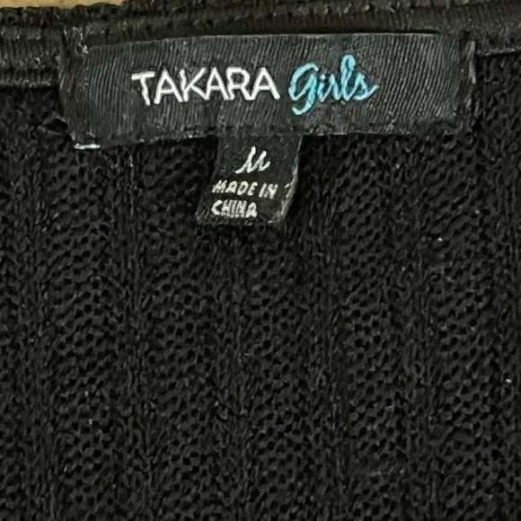 Takara Girls  Black Shimmery Vest With‎ Clip Sleeveless Size Medium - Picture 7 of 9